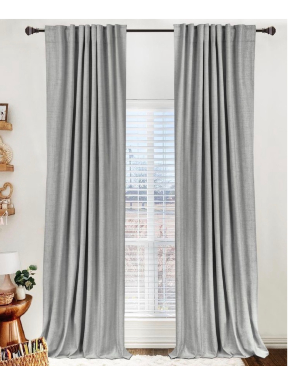 100% Blackout Curtain Panels Set 50 W x 108 L Grey
